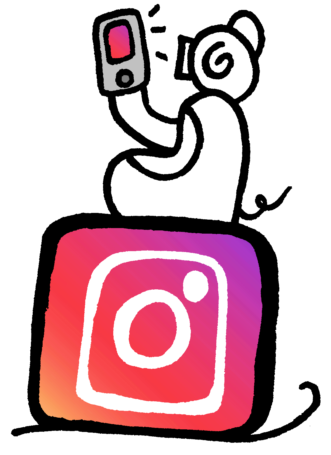 Maiale guardando Instagram