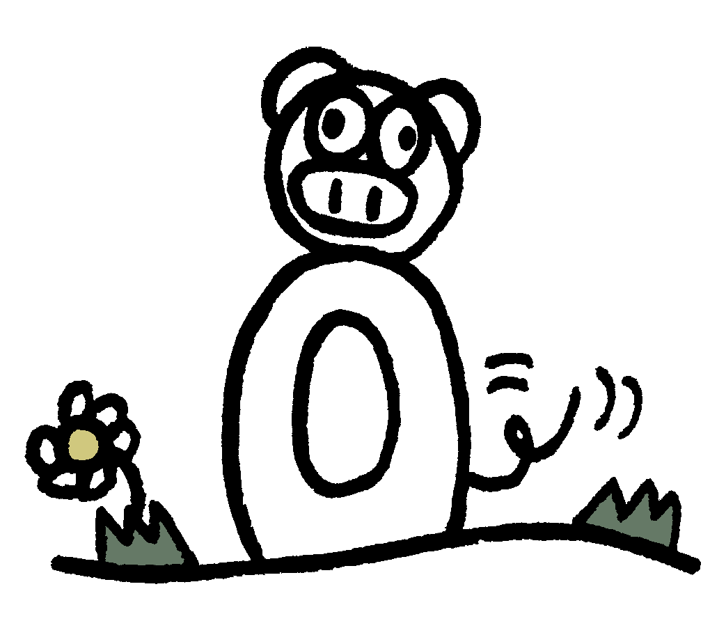 Un maiale guardando felice