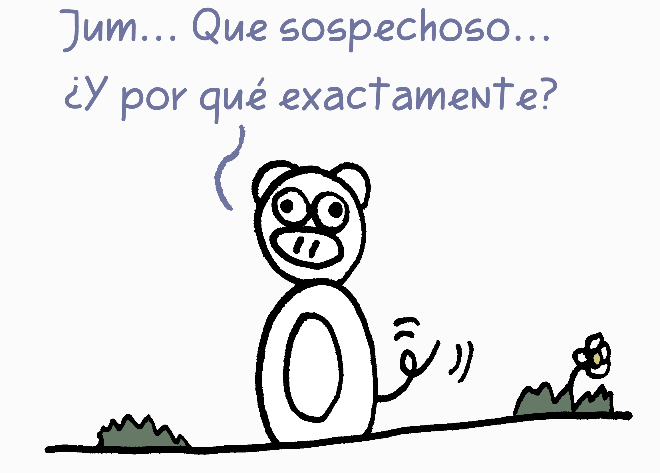 Cerdo diciendo que sospechoso