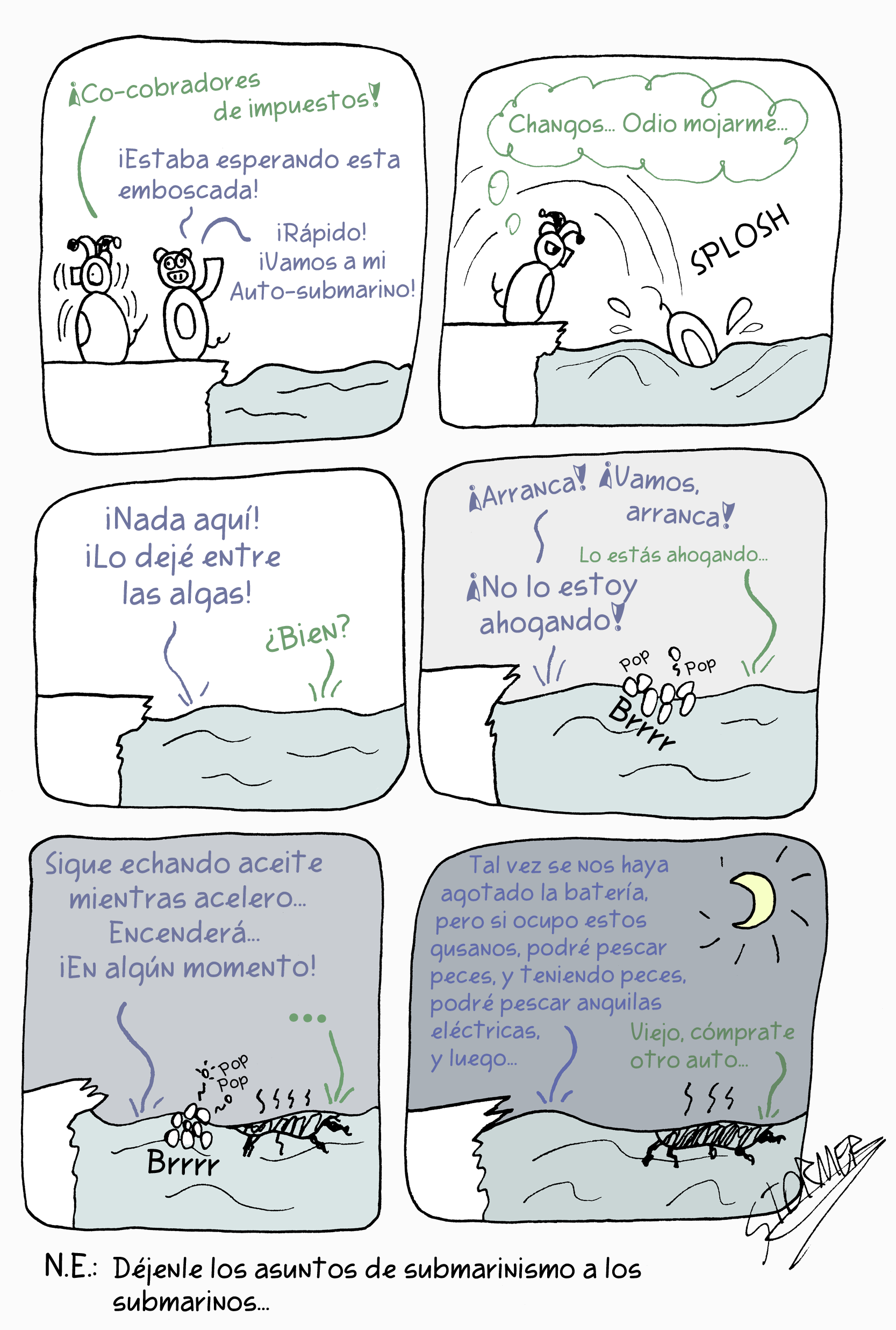 Cómic El Escape del Auto Submarino